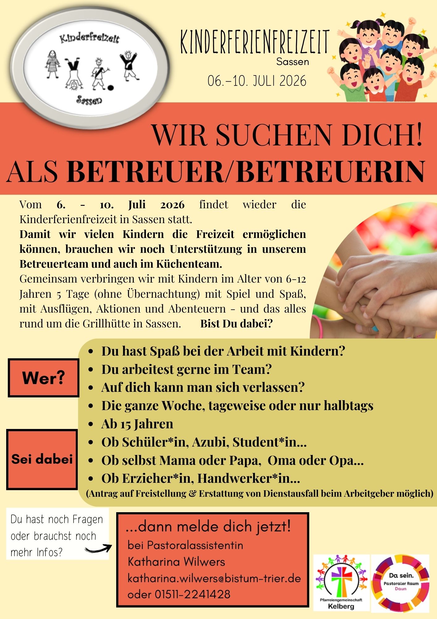 Ferienfreizeit Sassen 2026 - Wir suchen Dich als Betreuer-in (c) Katharina Wilwers Ferienfreizeit Sassen 2026 - Wir suchen Dich als Betreuer-in